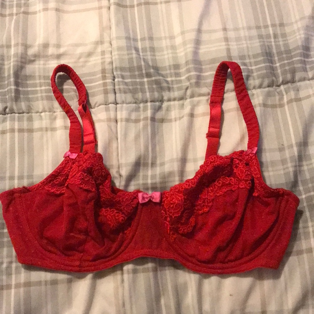 Adore Me red lace bra